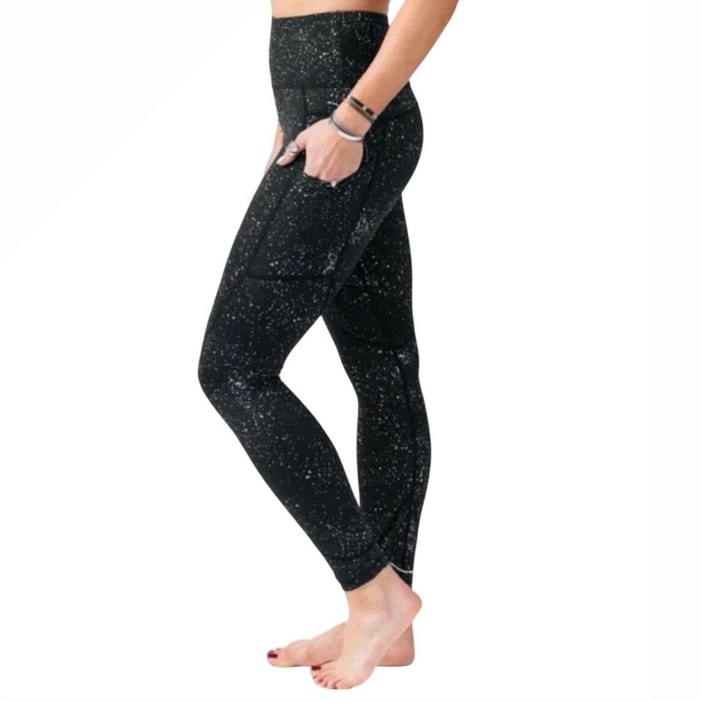 Zyia Active Black Speckled High Waisted Pocket‎ Leggings Size 6-8
